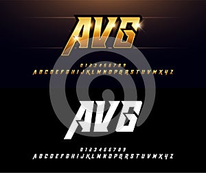 Alphabet gold metallic and effect designs. Elegant golden letters typography italic font. technology, sport, movie, and sci-fi