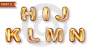 Alphabet golden balloons realistic vector