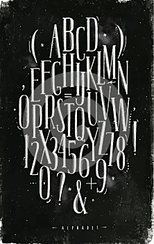 Alphabet gothic font chalk