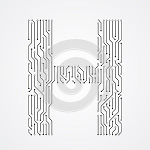 Alphabet H shape digital line design