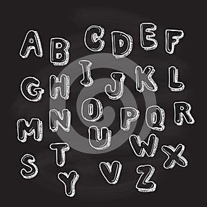 alphabet hand drawn letters blackboard design illustration