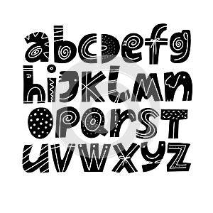 Alphabet hand drawn letters font for Kids design