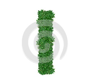 Alphabet I green grass nature font.