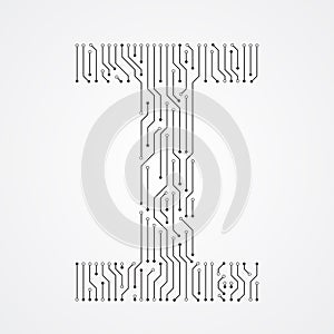 Alphabet I shape digital line design