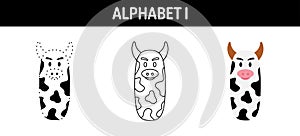 Alphabet I tracing and coloring worksheet for kids