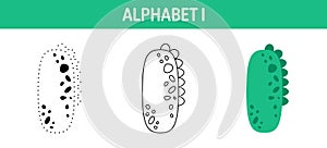 Alphabet I tracing and coloring worksheet for kids