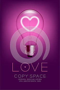 Alphabet Incandescent light bulb switch on set Love heart