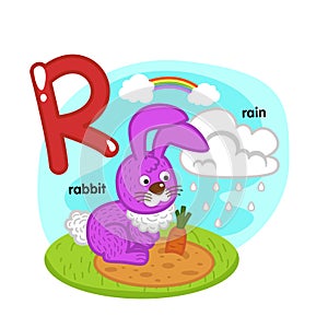 Alphabet Isolated Letter R-rabbit-rain