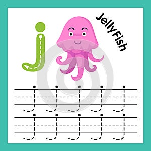 Alphabet J exercise with cartoon vocabulary