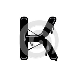 Alphabet K Black Slime logo or symbol template design photo