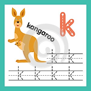 Alphabet K exercise with cartoon vocabulary