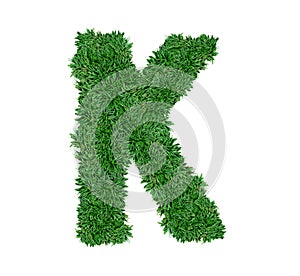 Alphabet K green grass nature font.