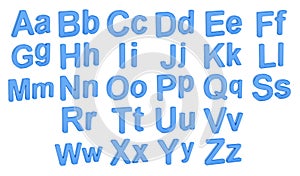 Alphabet, large and small letters, 3D rendering