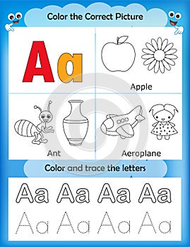 Alphabet learning and color letter A