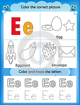 Alphabet learning and color letter E