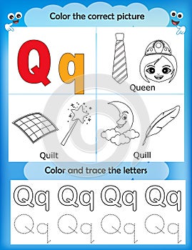 Alphabet learning and color letter Q