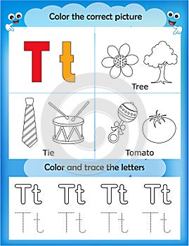 Alphabet learning and color letter T