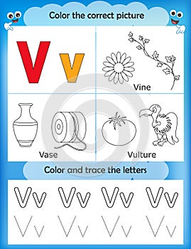 Alphabet learning and color letter V