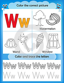 Alphabet learning and color letter W