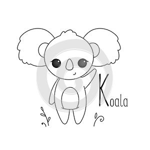 Alphabet letter animals children illustration koala sketch