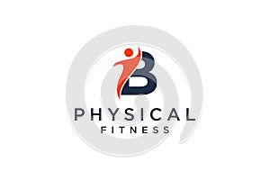 alphabet letter B for fitness logo vector icon design and Barbell Fitness Gym Logo Design
