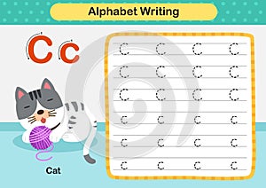 Alphabet Letter  C - Cat exercise with cartoon vocabulary