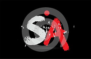 alphabet letter combination SA S A with grunge texture on black background logo