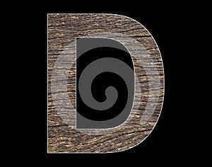 Alphabet letter D - Rustic tree bark background