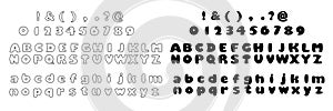 Alphabet letter display font style, line and solid