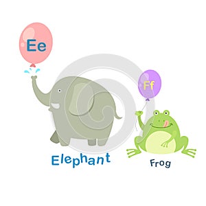Alphabet Letter E-elephant,F-frog