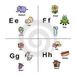 Alphabet Letter E-F-G-H