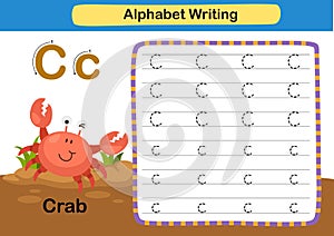 Alphabet Letter exercise C-Crab with cartoon vocabulary