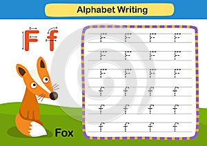 Alphabet Letter F-Fox exercise with cartoon vocabulary