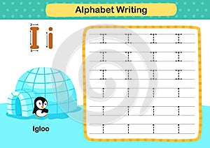 Alphabet Letter I-Igloo exercise with cartoon vocabulary