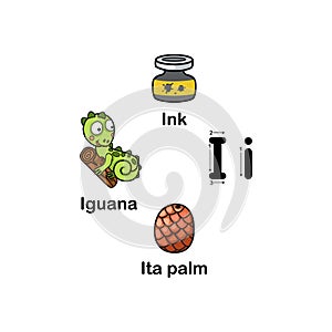 Alphabet Letter I-iguana,ink,ita palm photo