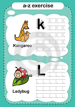 Alphabet Letter K - L exercise with cartoon vocabulary