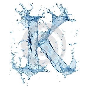 Alphabet, letter K. Splash of water takes the shape of the letter K, representing the concept of Fluid Typography.