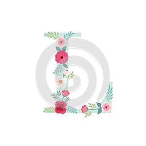 Alphabet letter L with flowers