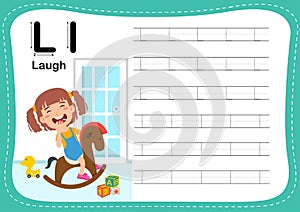 Alphabet Letter L - Laugh exercise with cut girl vocabulary