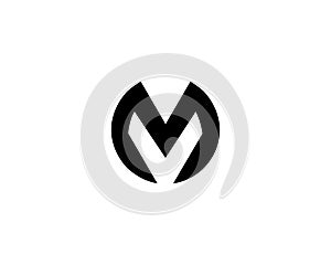 Alphabet letter MV, VM round shape logo design