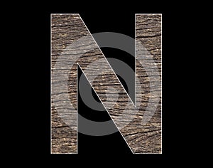 Alphabet letter N - Rustic tree bark background