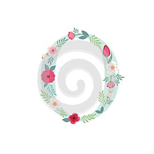 Alphabet letter O with flowers photo