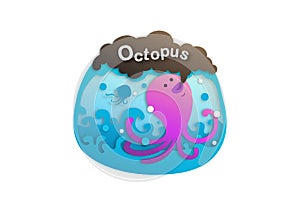 Alphabet Letter O-octopus,paper cut concept