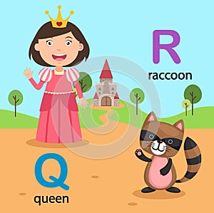 Alphabet Letter Q-queen,R-raccoon