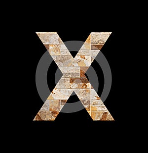 Alphabet letter X - Rustic tile background