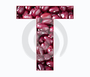 Alphabet Letter T - Red adzuki bean - Phaseolus vulgaris