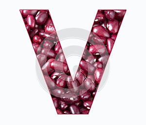 Alphabet Letter V - Red adzuki bean - Phaseolus vulgaris