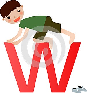 Alphabet letter W(boy)