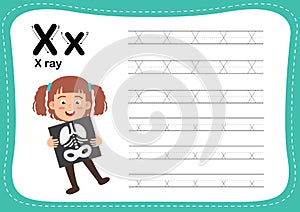 Alphabet Letter X - X-ray exercise with cut girl vocabulary