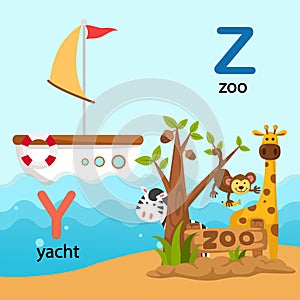 Alphabet Letter Y-yacht,Z-zoo